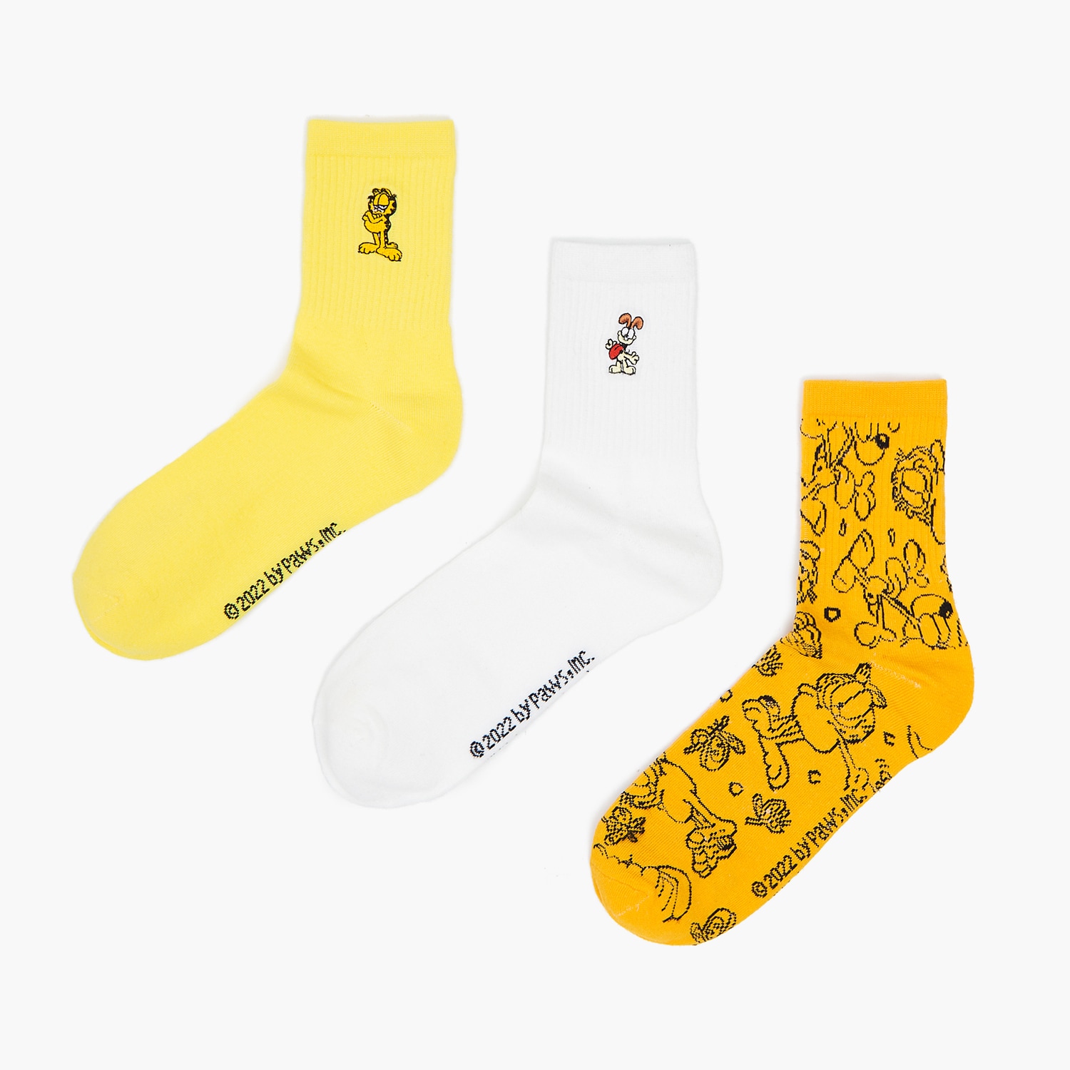 Cropp - set de 3 perechi de şosete garfield - galben