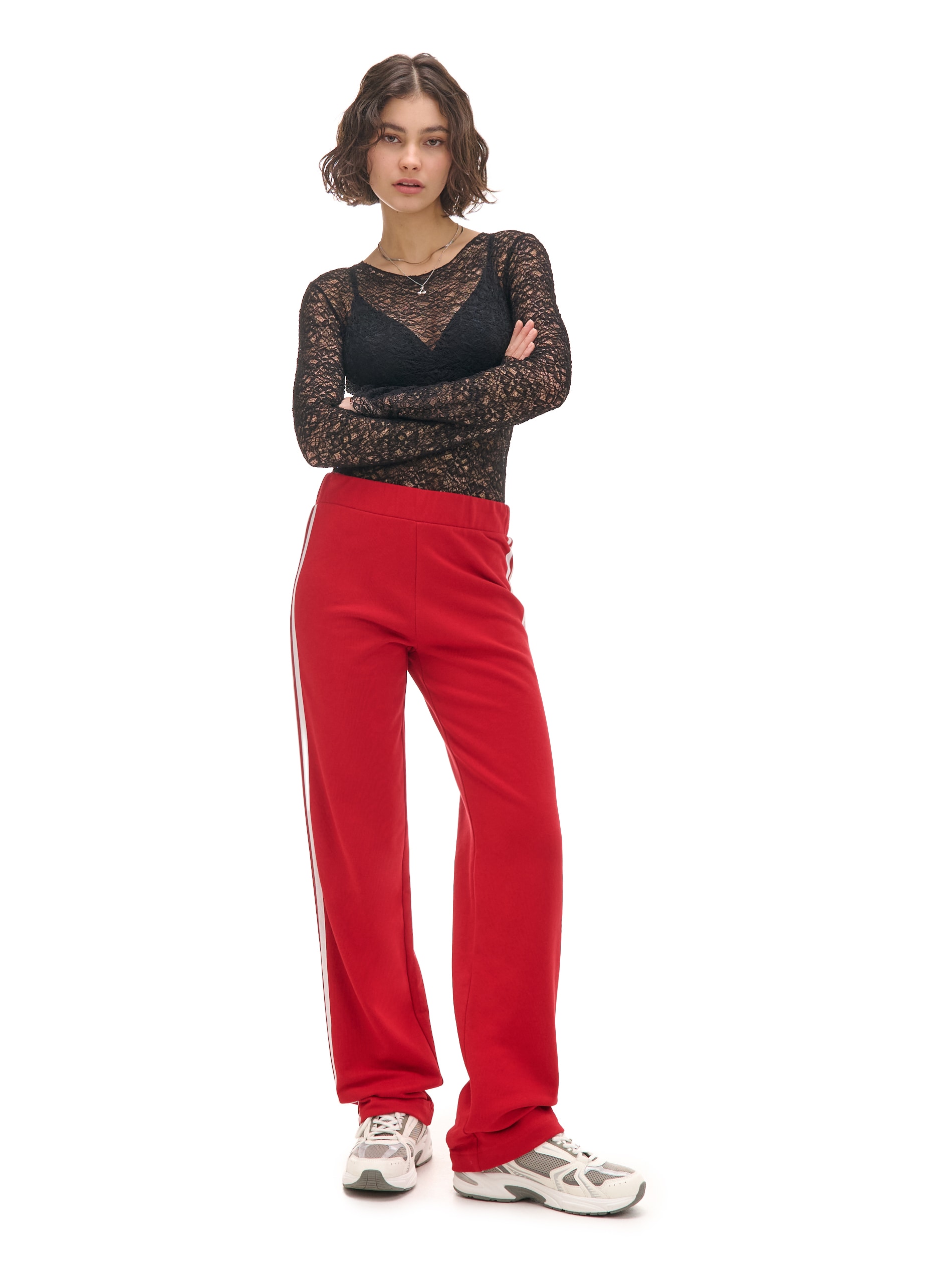 Cropp - Pantaloni Con Strisce - Rosso