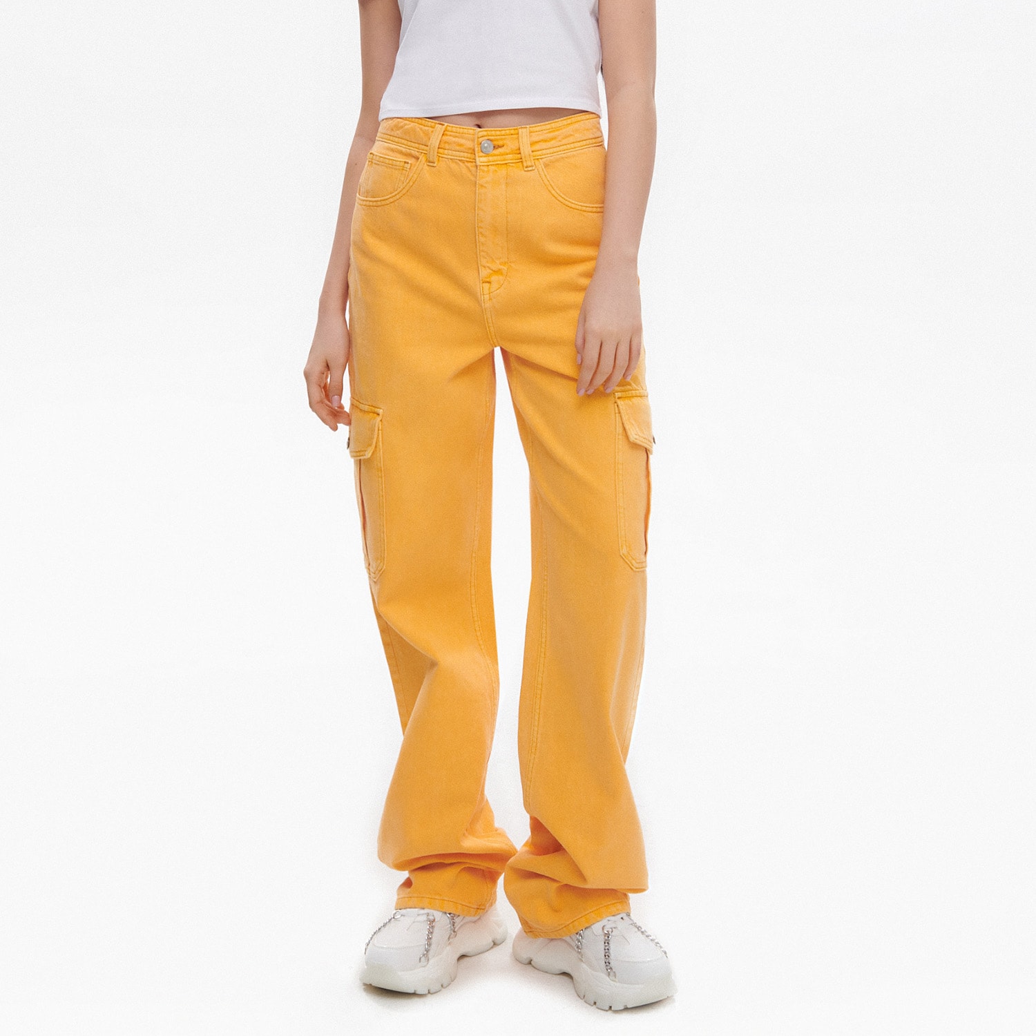 Cropp - blugi straight - oranj