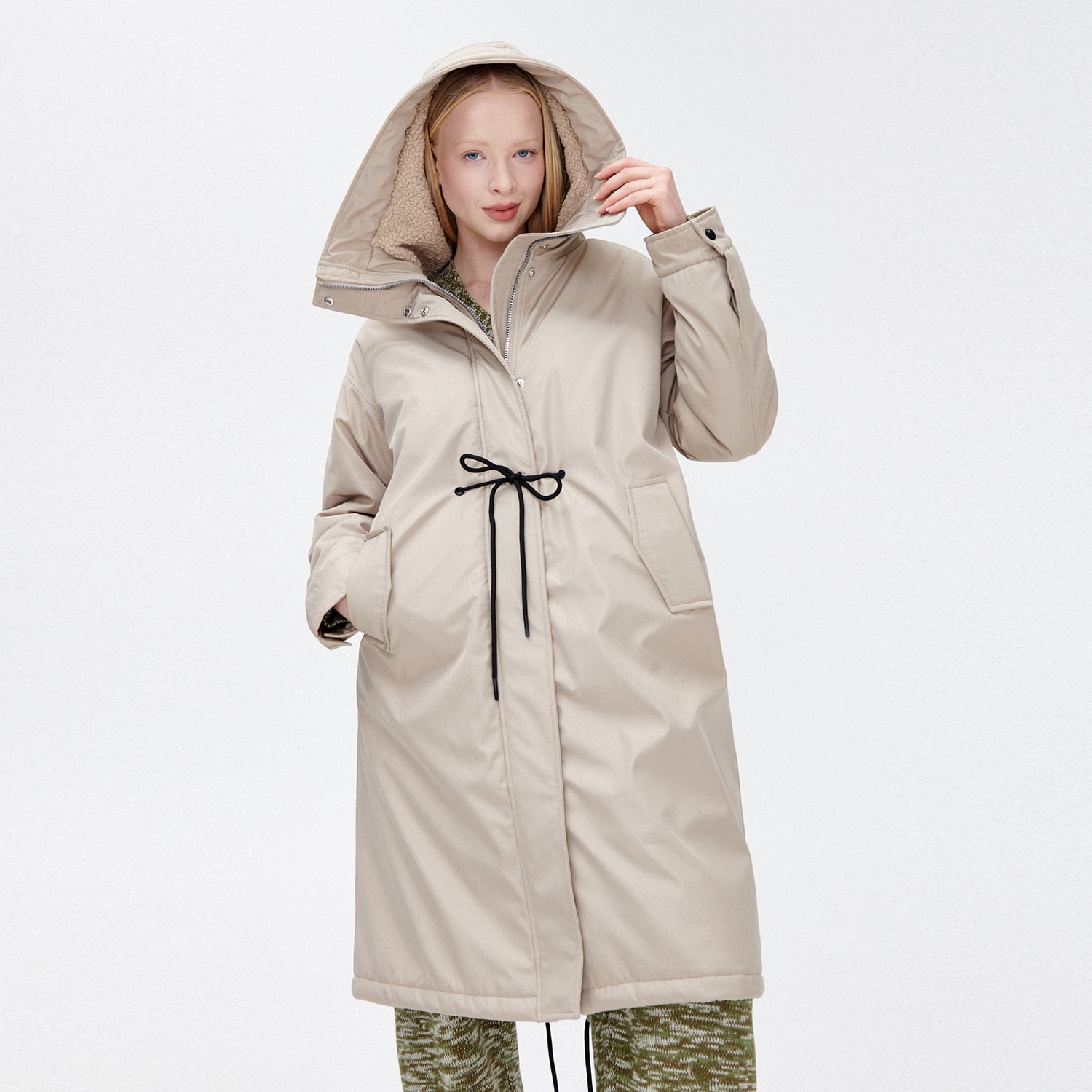 Cropp - parka cu glugă - ivory