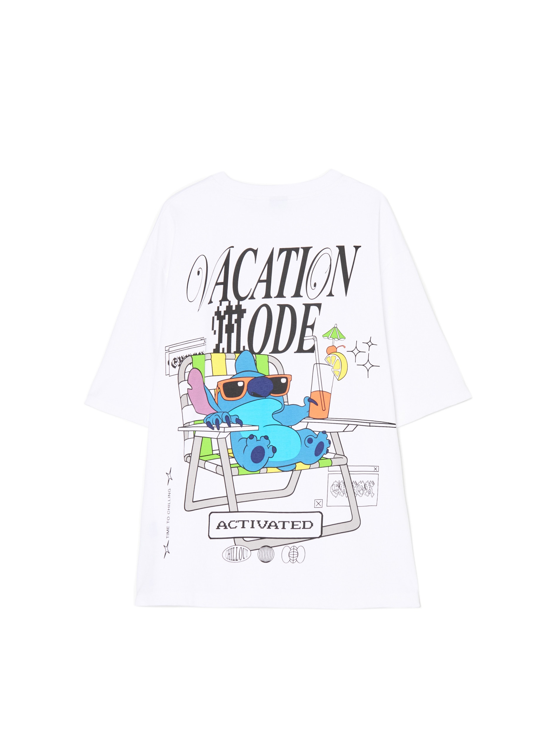 Cropp - Nyomott mintás fehér póló Stitch - fehér termék 2. képe