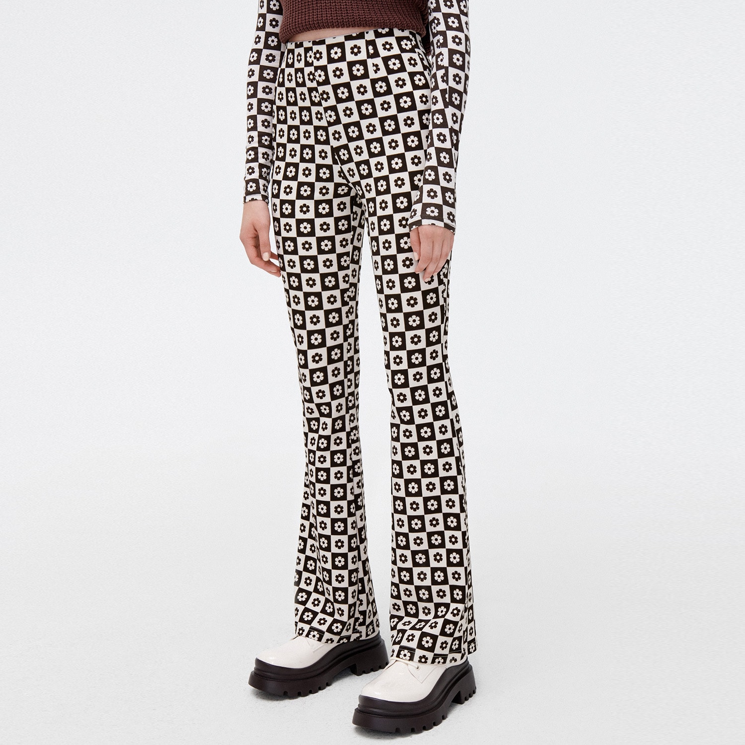 Cropp - pantaloni evazați - maro