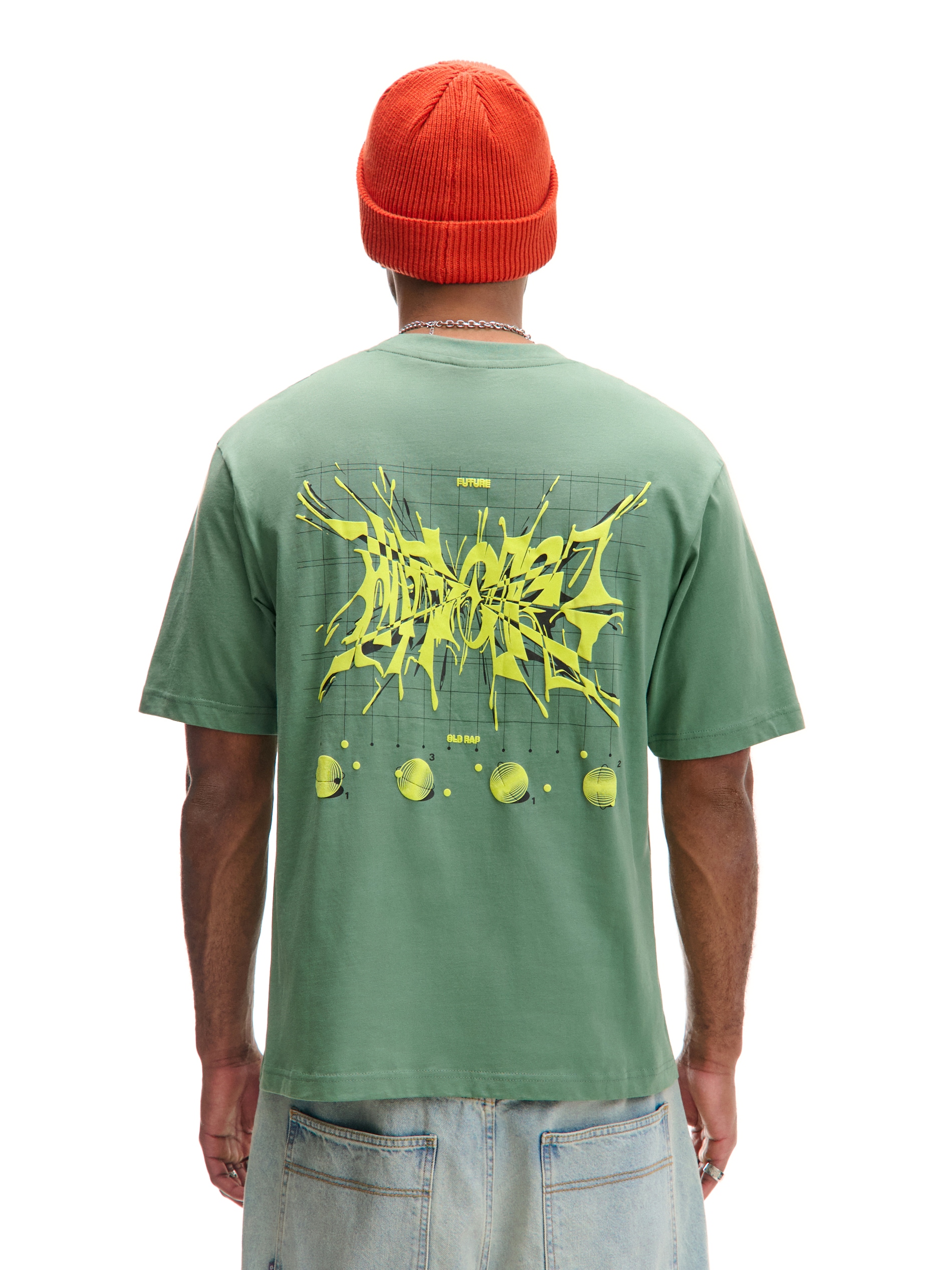 Cropp - T-shirt Nera Con Stampa - Verde Polveroso