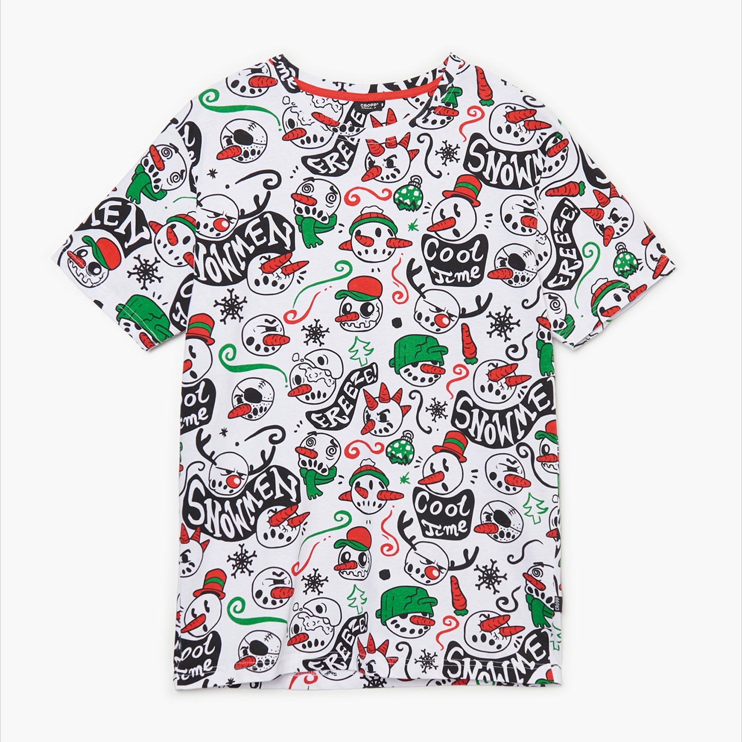 Cropp - tricou de crăciun cu oameni de zăpadă - alb