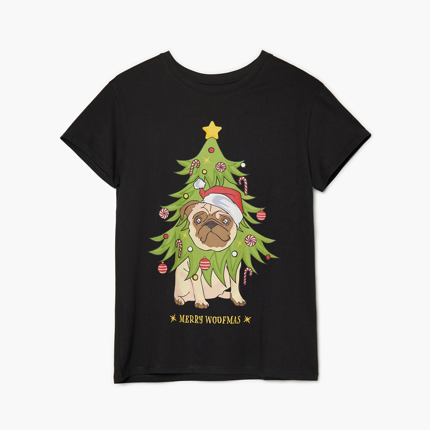 Cropp - tricou de crăciun cu brad - negru
