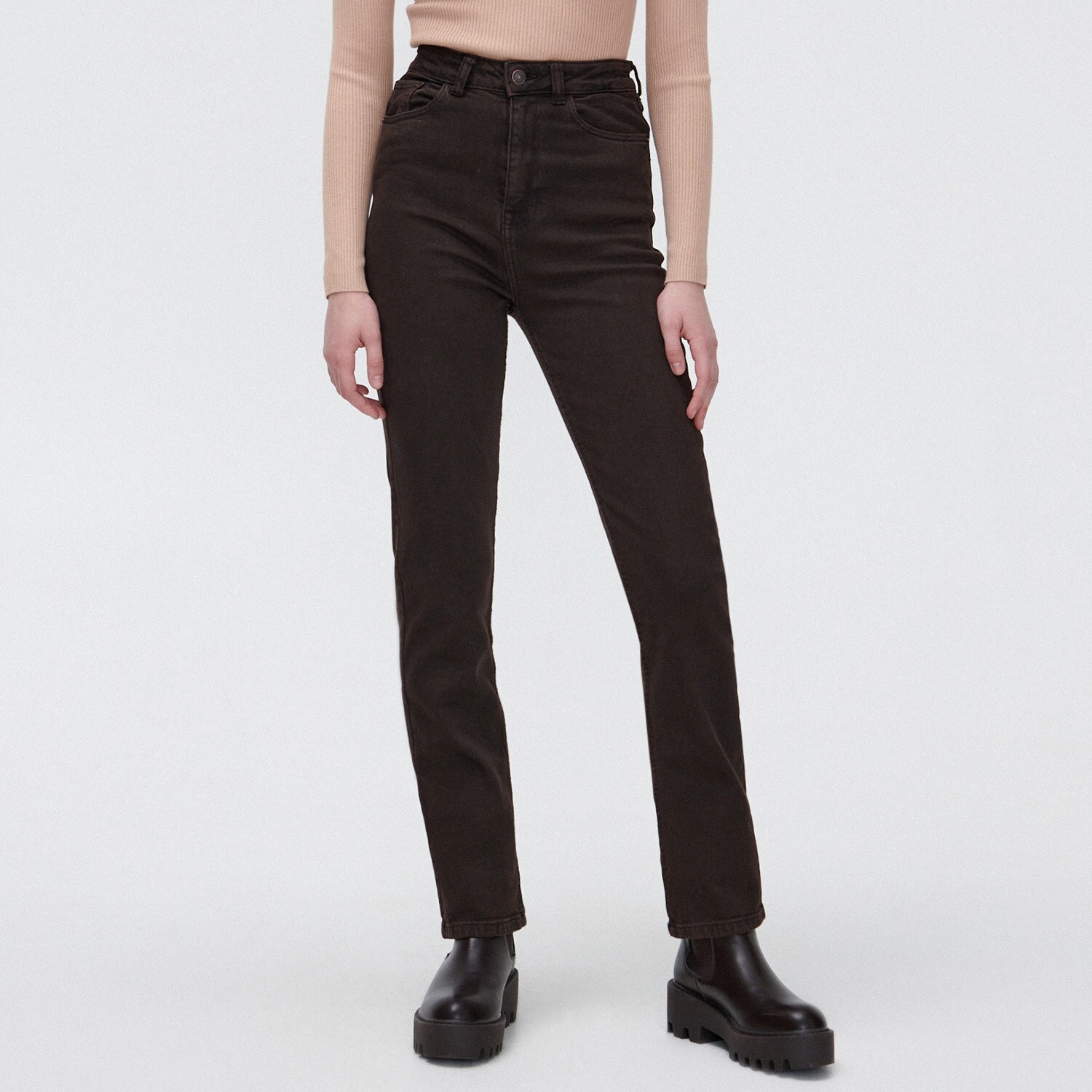 Cropp - blugi straight - maro