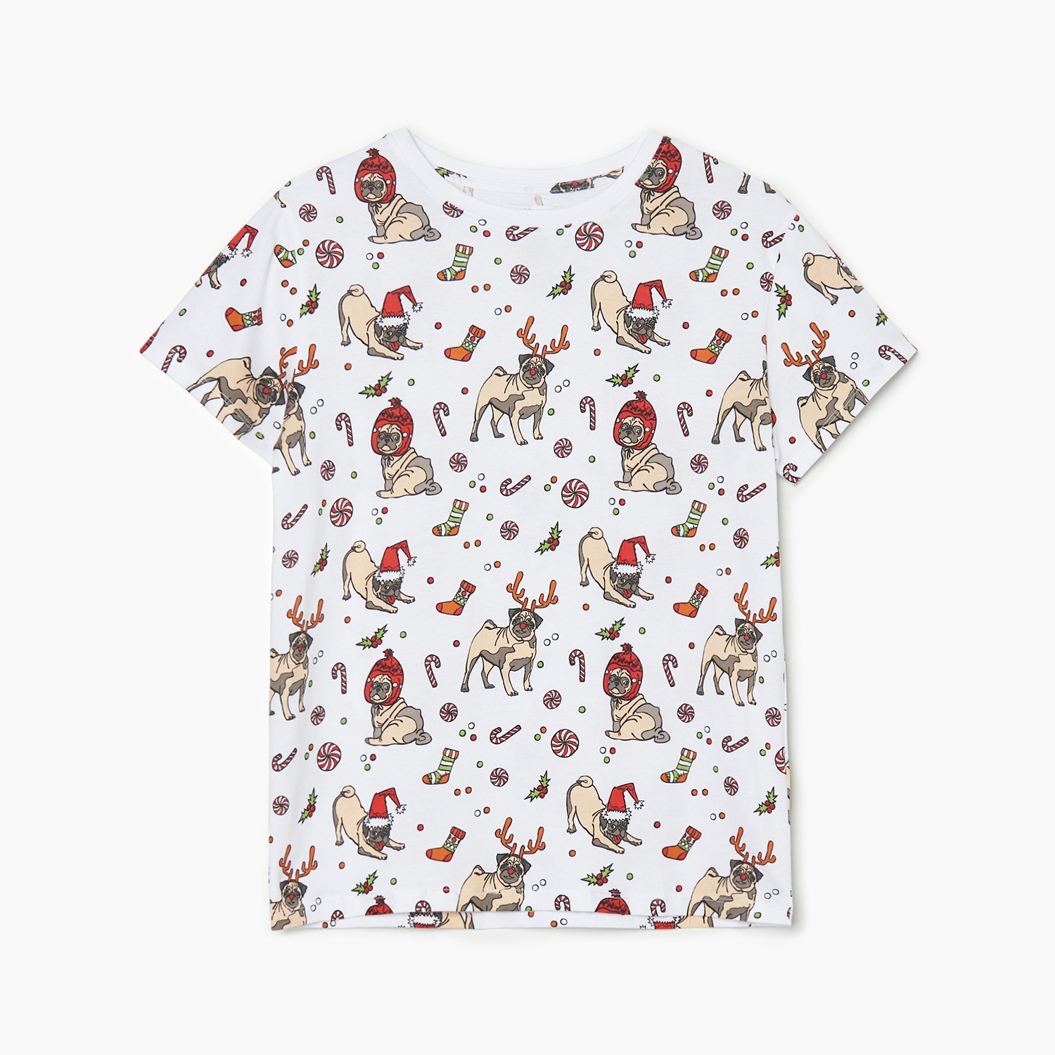 Cropp - tricou de crăciun cu pugi - alb