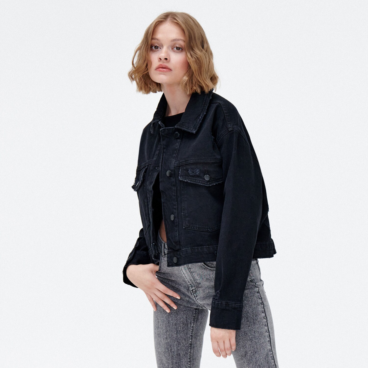 Cropp - geacă din denim - negru