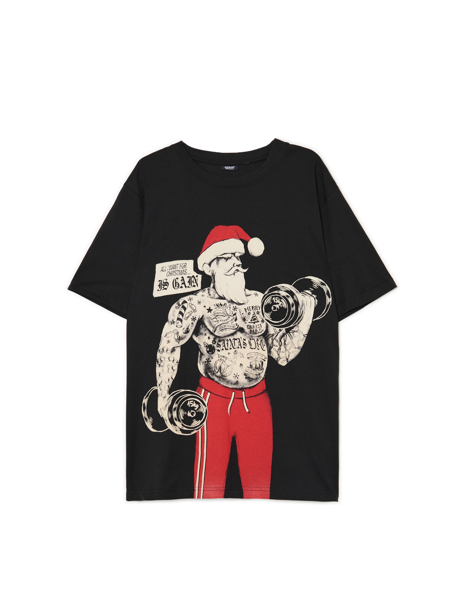 Cropp - Camiseta Navideña Santa Claus - Negro