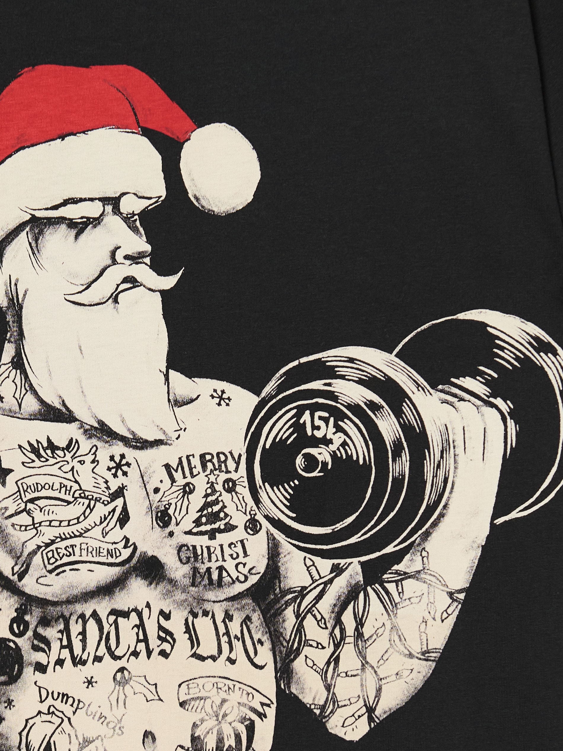 Cropp - Camiseta Navideña Santa Claus - Negro