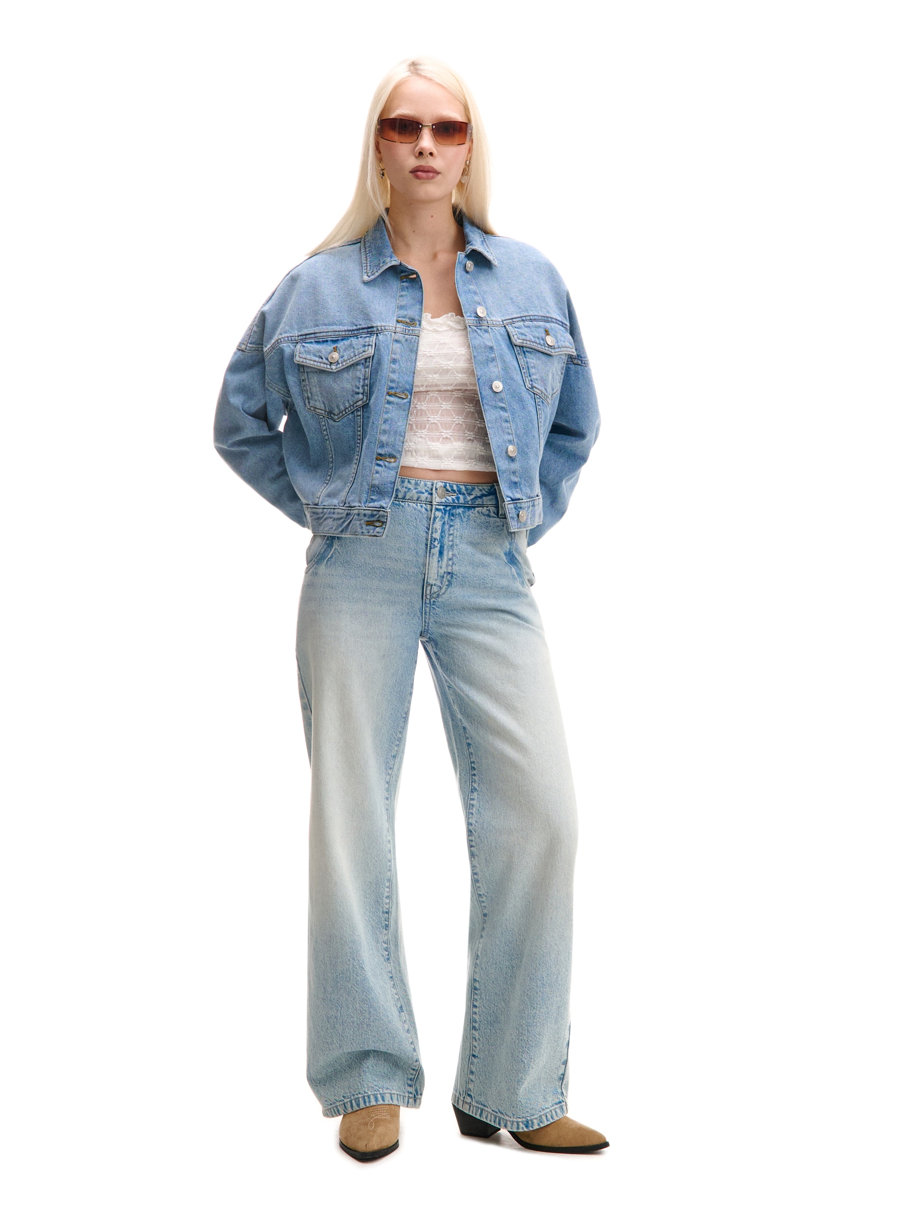Cropp - Baggy farmernadrág - halványkék termék 2. képe