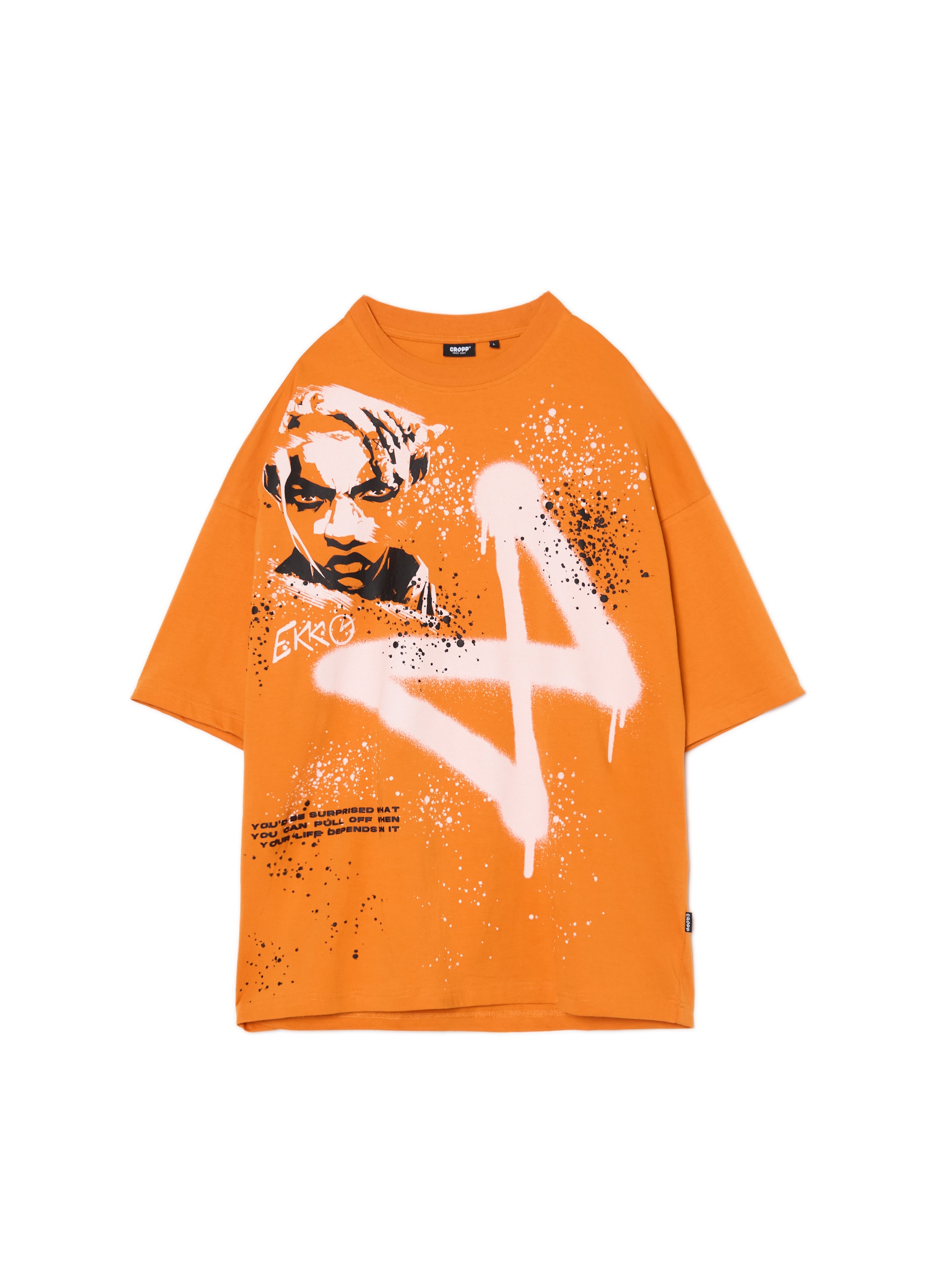 Cropp - Camiseta Oversize Con Estampado Arcane - Naranja