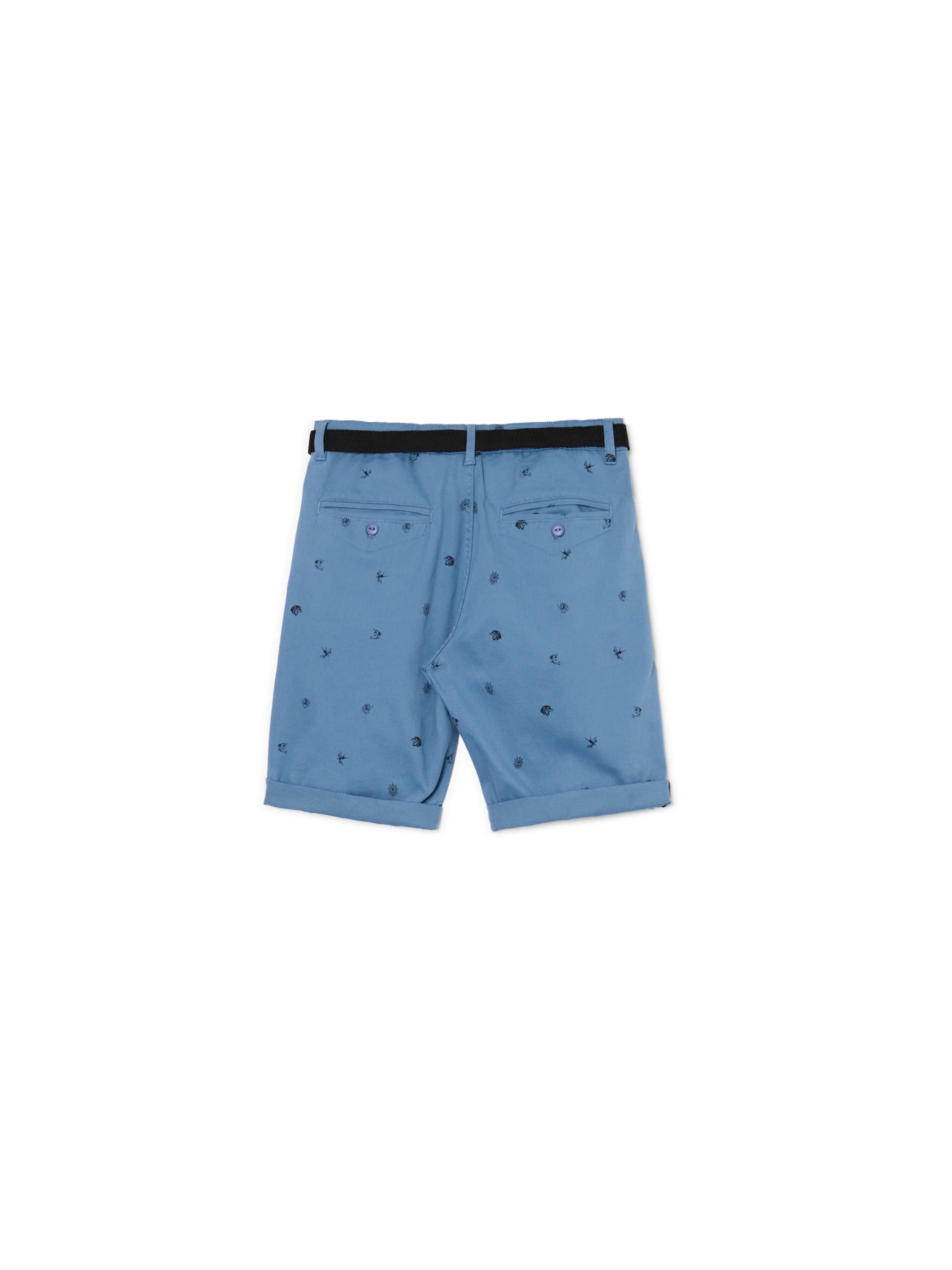 Cropp - Pantalón Chino Corto Con Motivos - Azul Claro