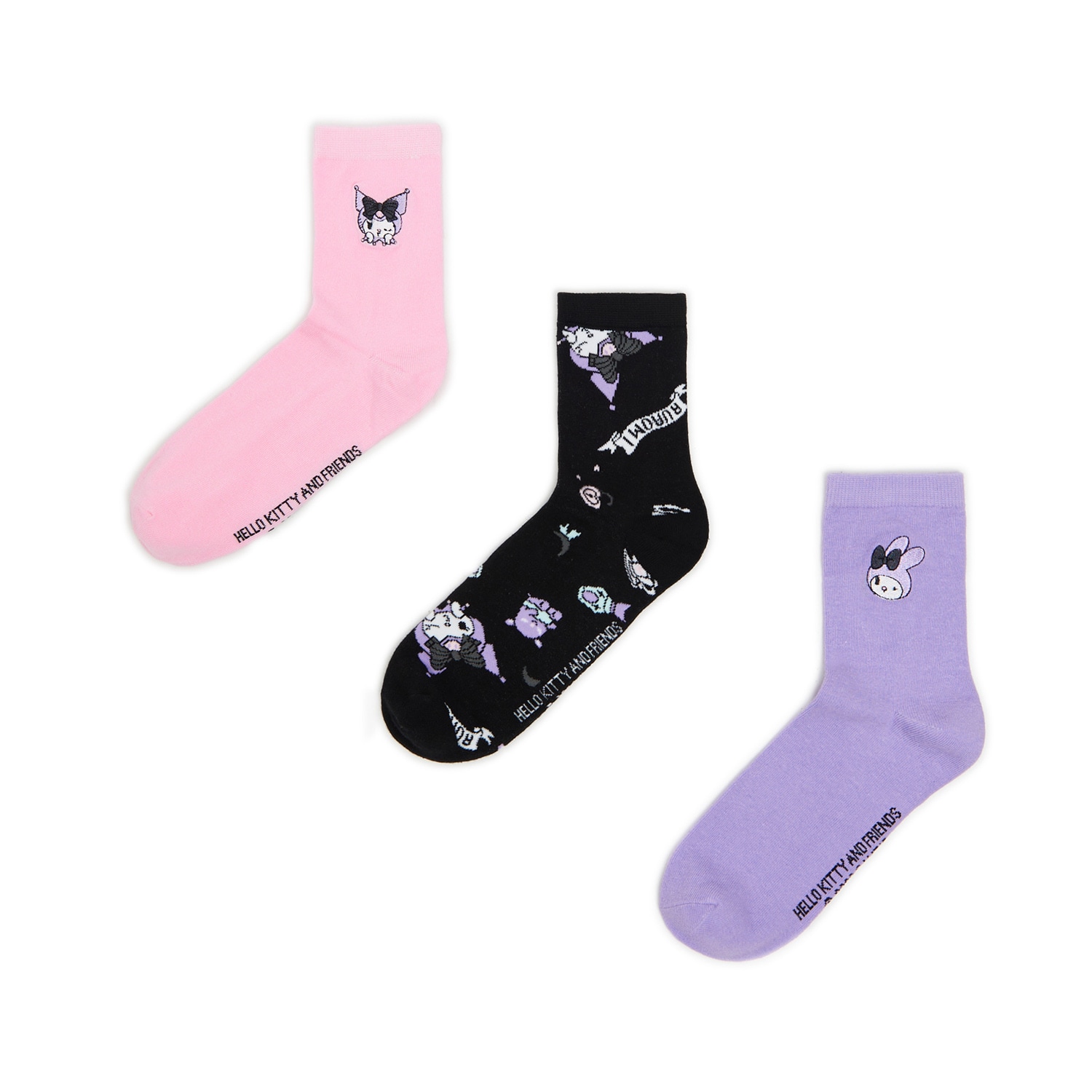 E-shop Cropp - Súprava 3 párov ponožiek Kuromi - Viacfarebná