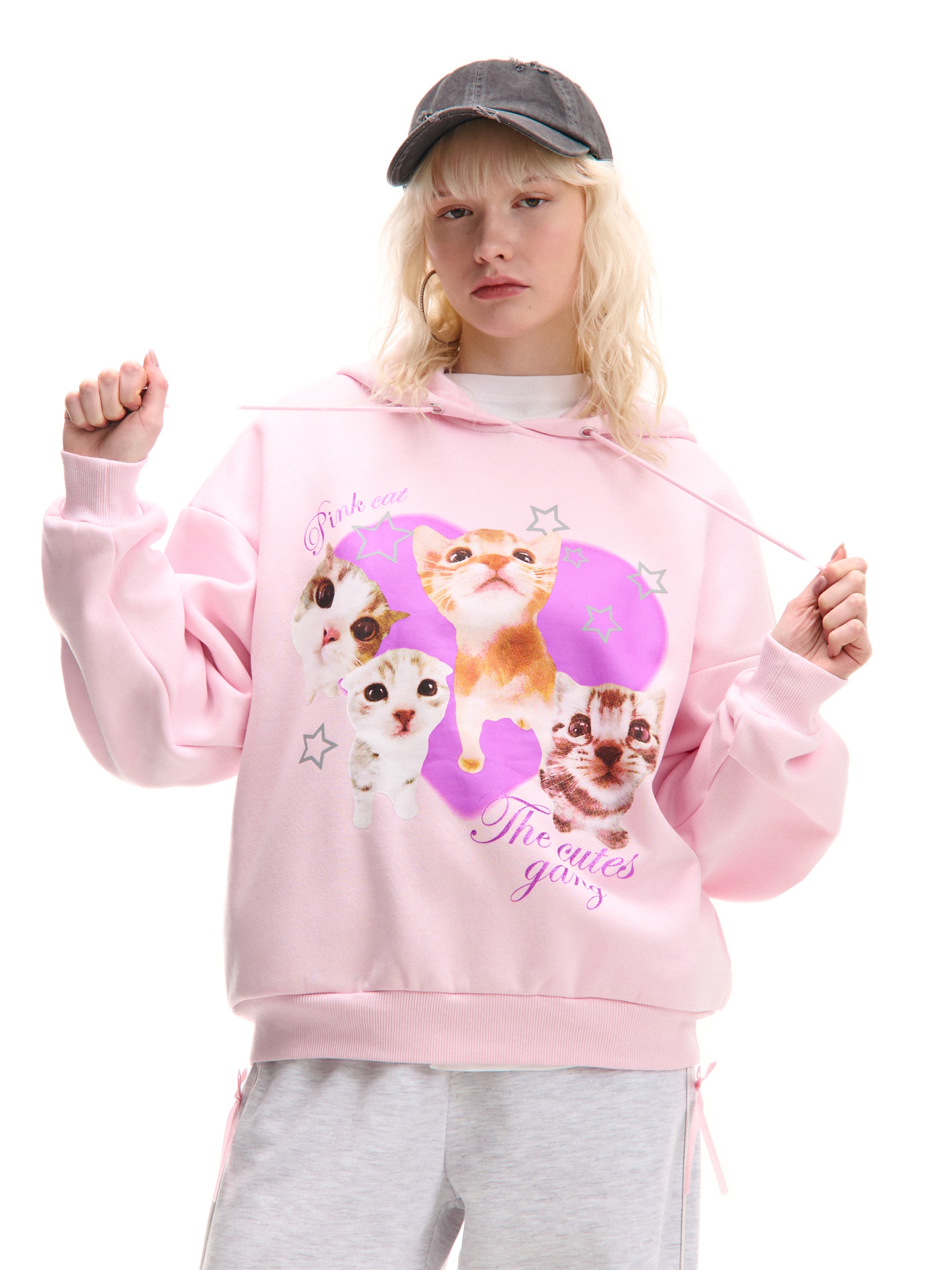 Cropp - Sweatshirt mit Katzen - pasztellpink termék 2. képe