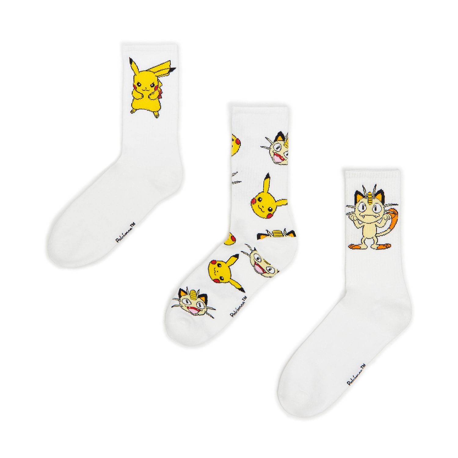 E-shop Cropp - Súprava 3 párov ponožiek Pokémon - Biela