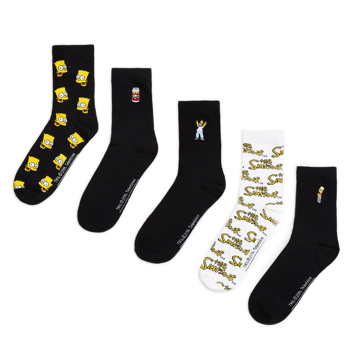 E-shop Cropp - Ponožky, 5-balenie The Simpsons - Čierna