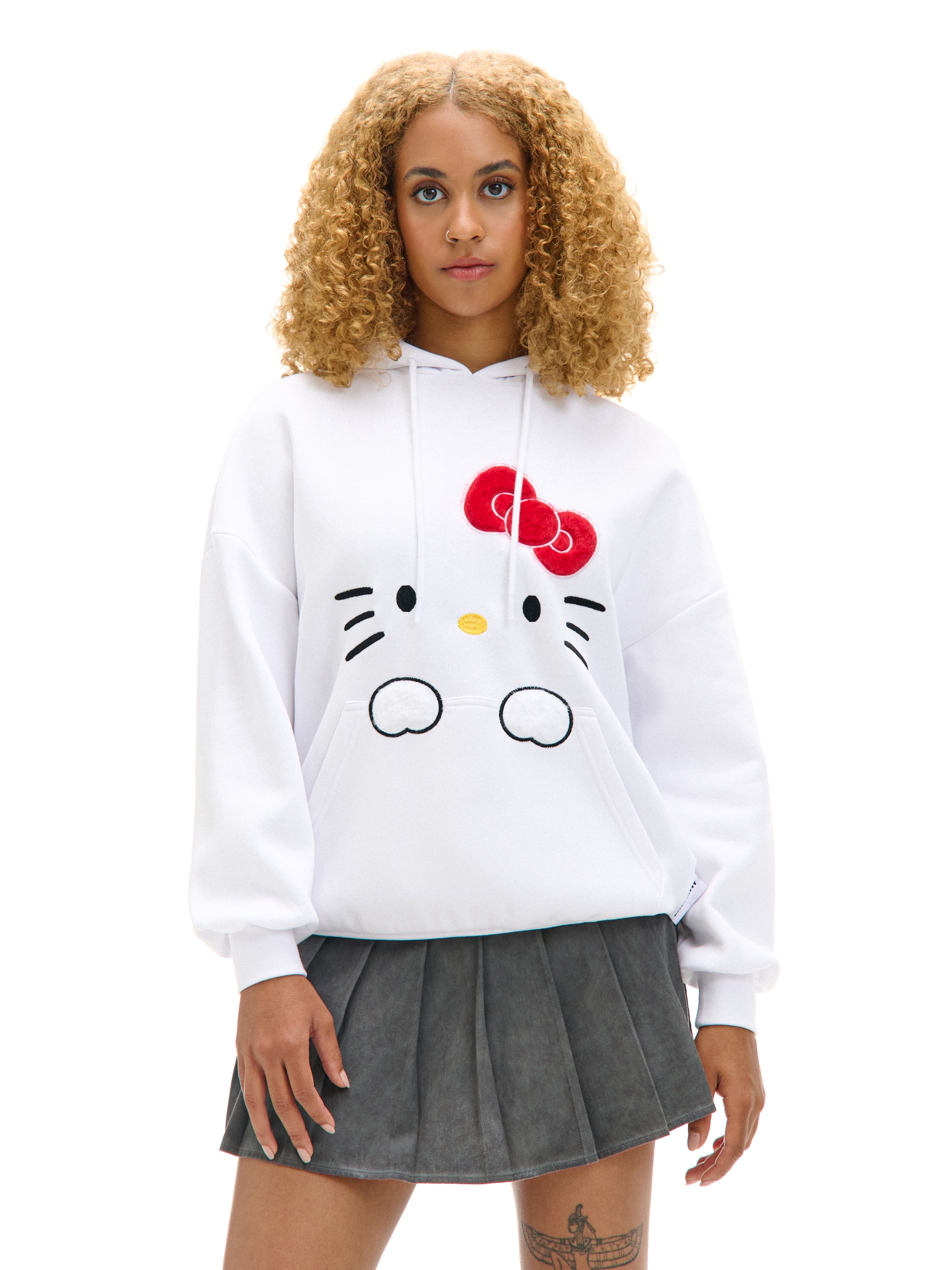 Cropp - Fehér kapucnis pulóver Hello Kitty - fehér termék 2. képe