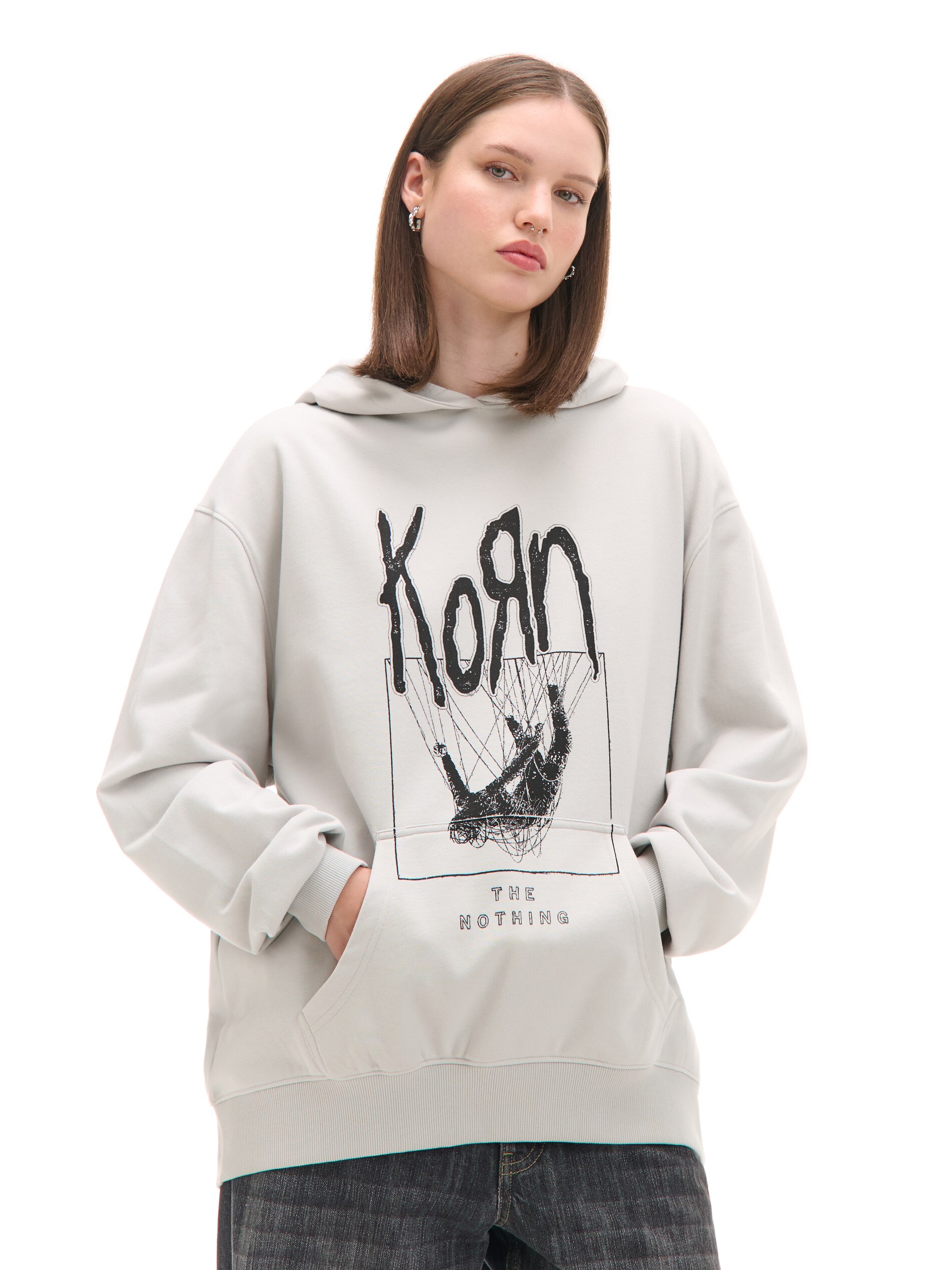 Cropp - Sudadera Con Capucha Y Estampado Korn - Gris Claro