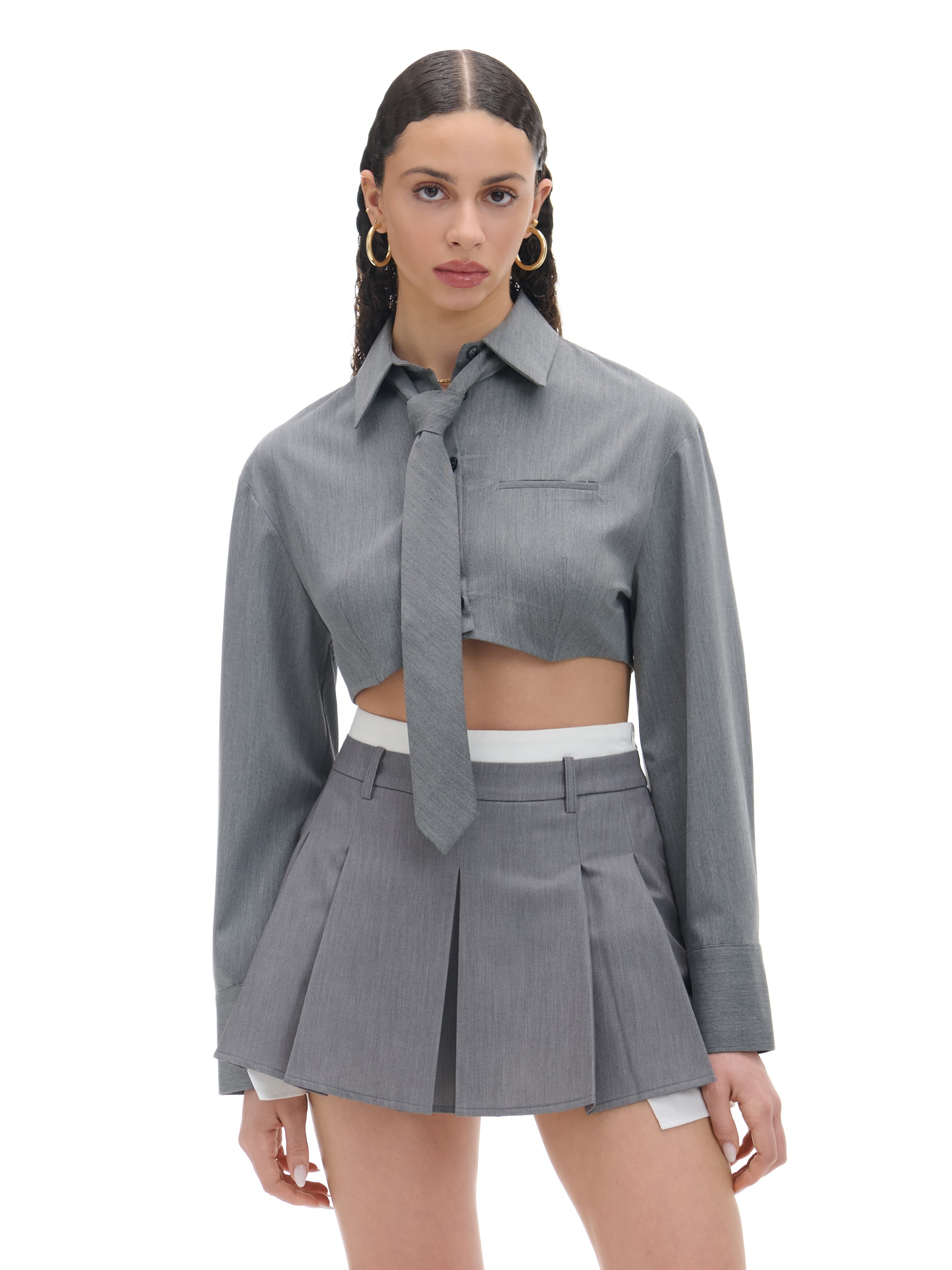 Cropp - Minifalda - Gris Claro