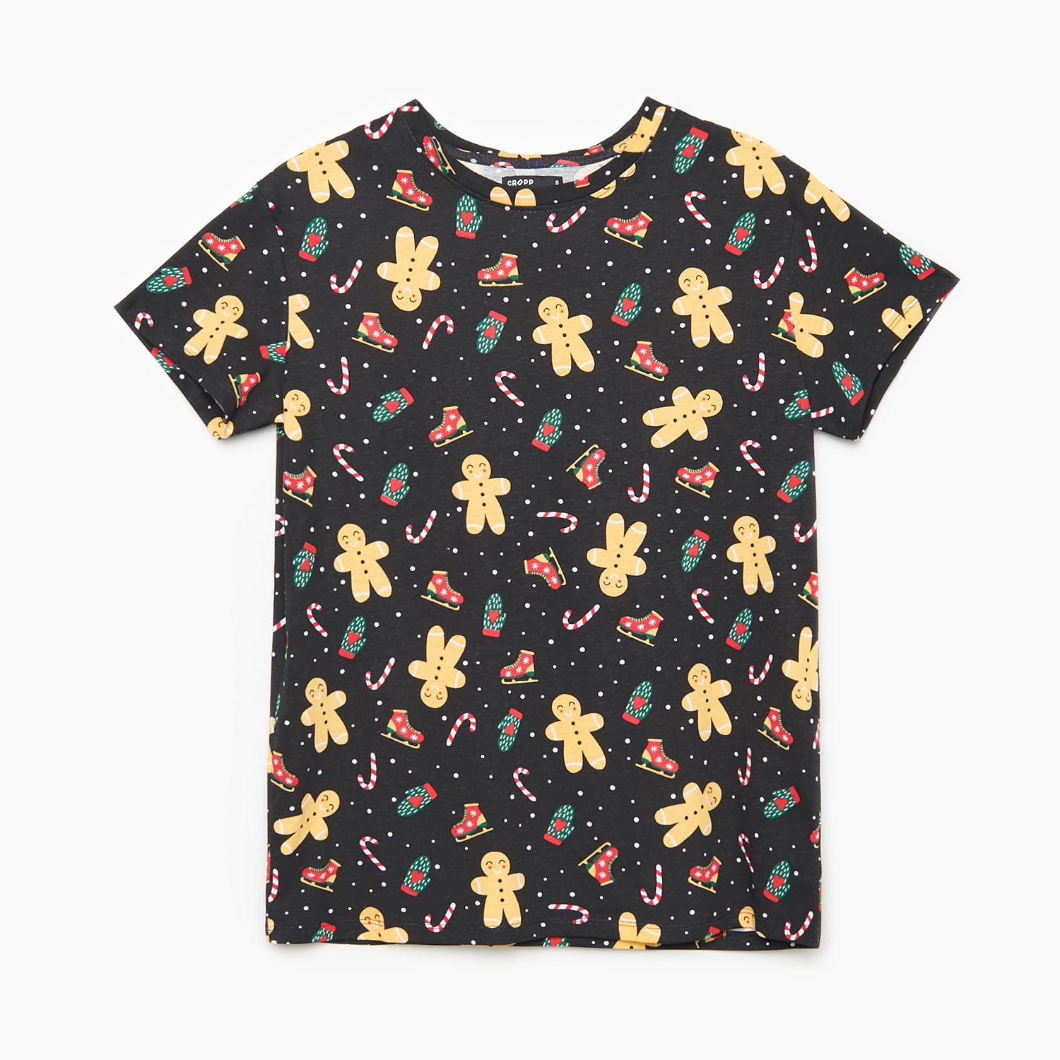 Cropp - tricou cu imprimeu integral de crăciun - negru
