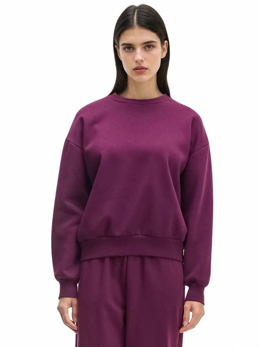 Bordowa luźna bluza basic