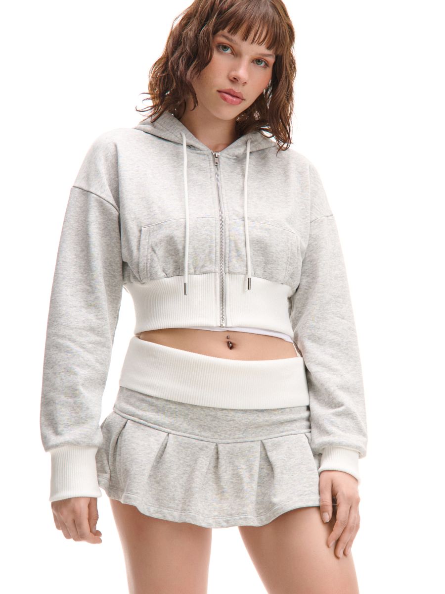 Melanżowa krótka rozpinana bluza hoodie