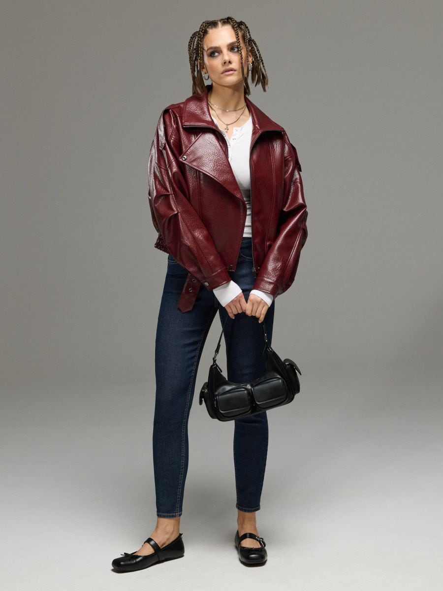 Blugi skinny cu efect de prespălare - bleumarin - CROPP