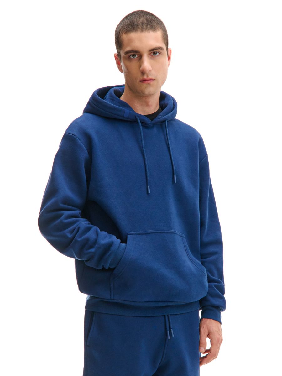 Granatowa bluza regular z kapturem