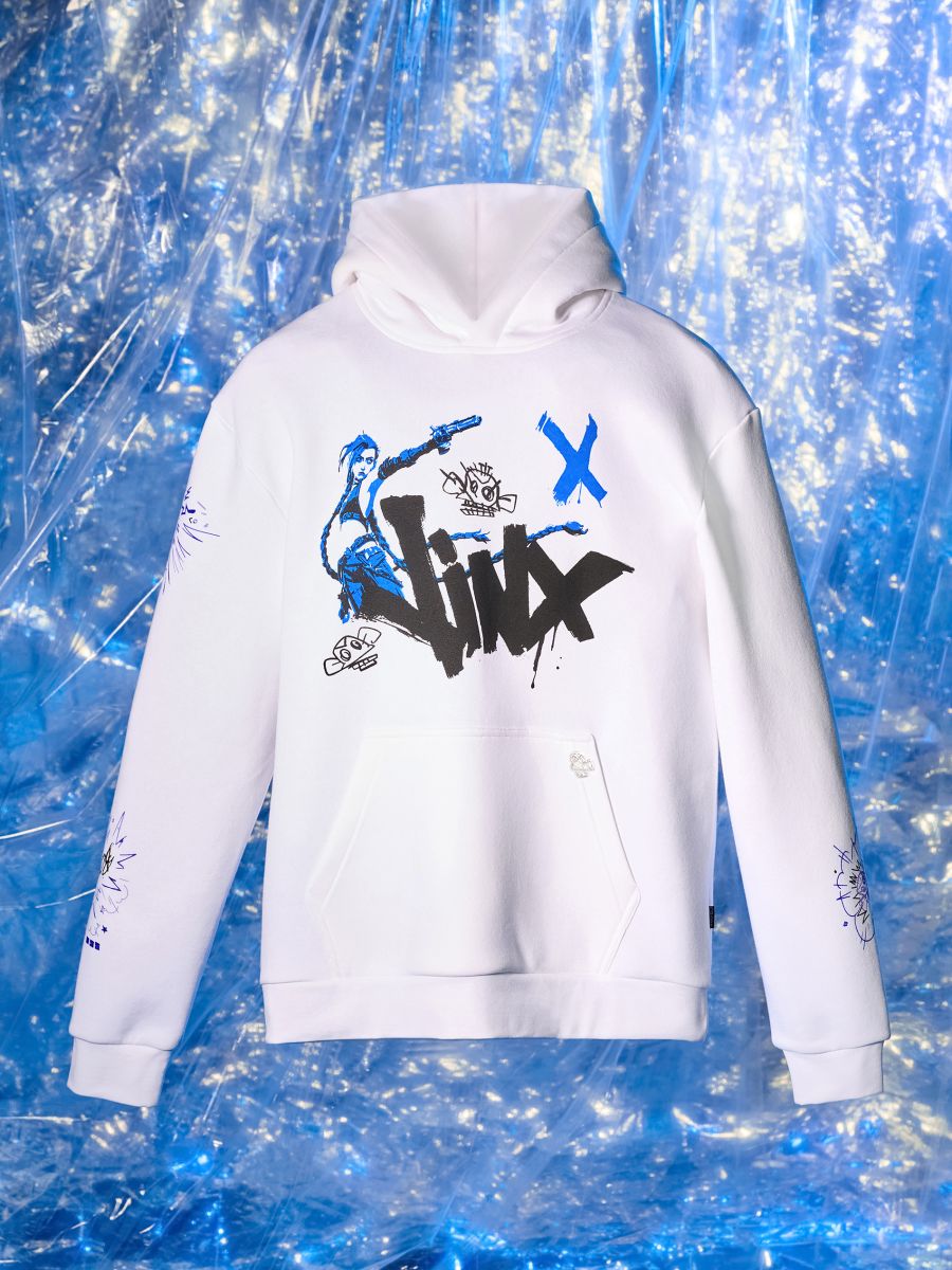 Biała bluza z kapturem Jinx Arcane