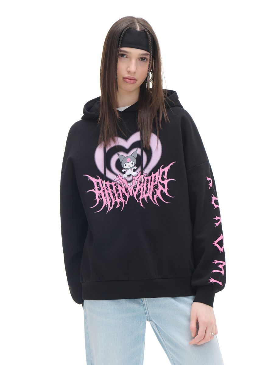 Czarna bluza z kapturem Kuromi
