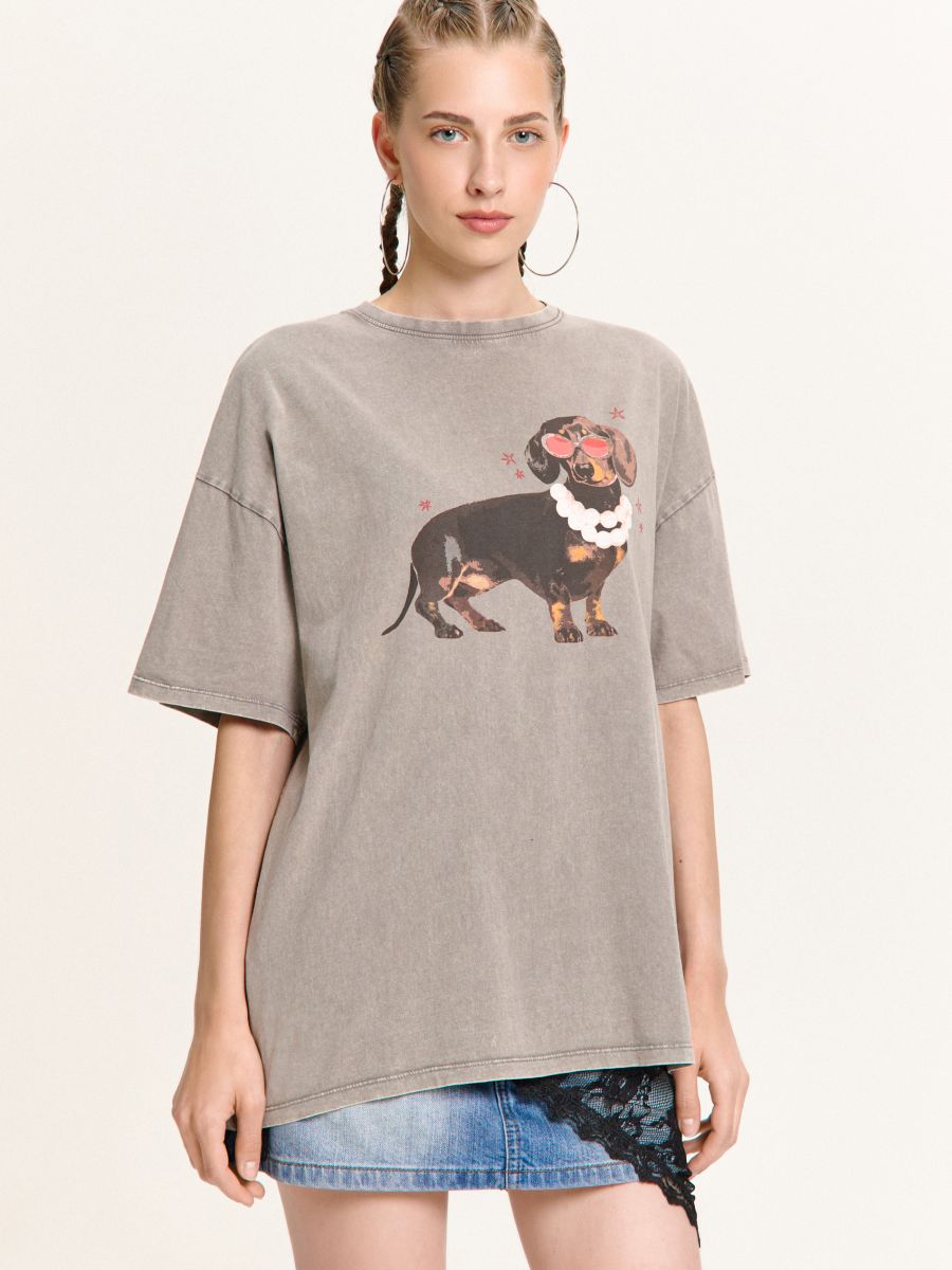 Sprany T-shirt z nadrukiem jamnika