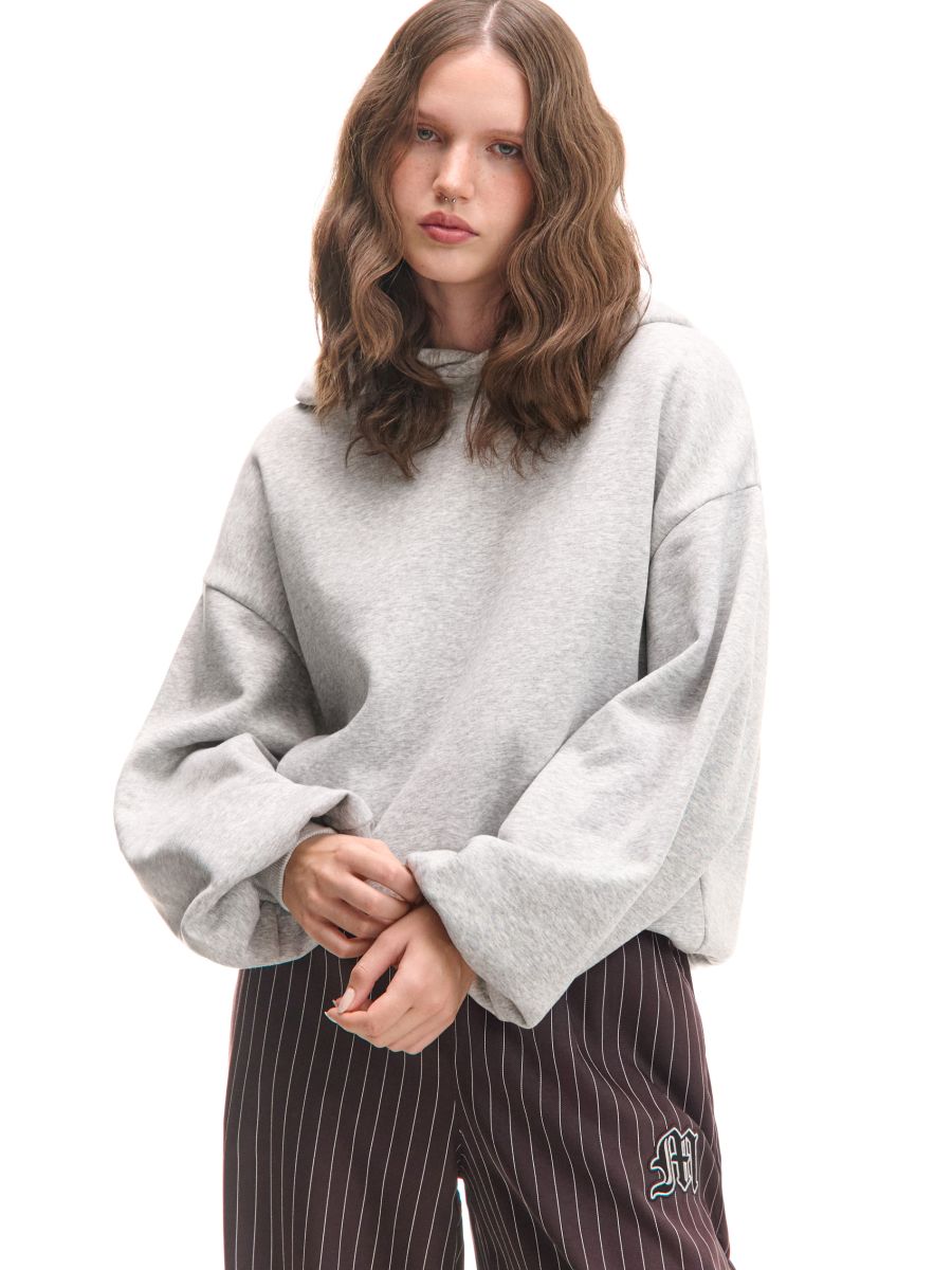 Szara melanżowa bluza z kapturem oversize