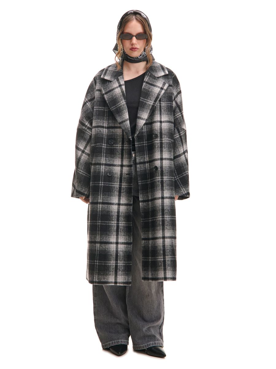 Пальто oversize з картатим візерунком