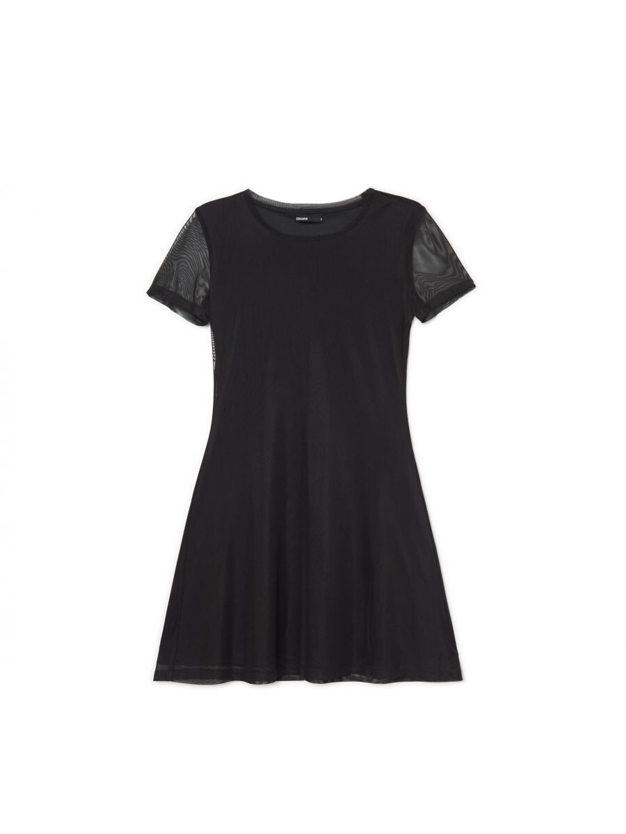 Czarna sukienka z krótkim rękawem, CROPP, 1317S-99X
