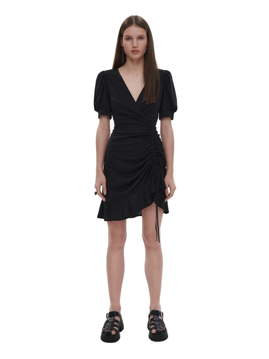 Czarna sukienka mini w z marszczeniem, CROPP, 1346S-99X