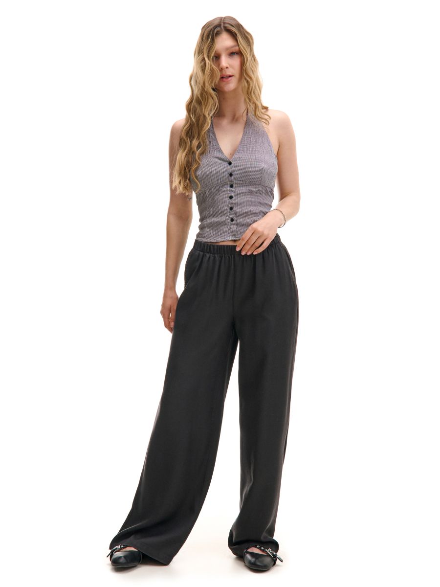 Szare spodnie ze sztucznego jedwabiu