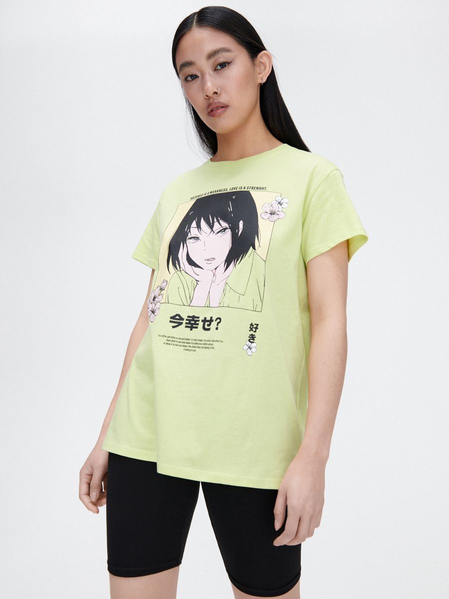 Brown Embroidered Anime Tshirt – stylesofstreet