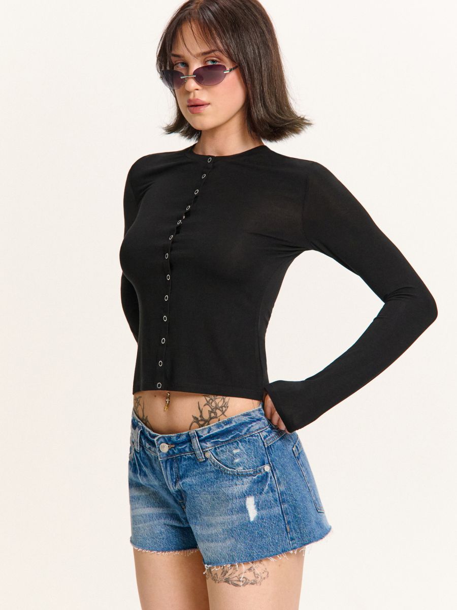 Koszulka longsleeve z zapięciem na zatrzaski