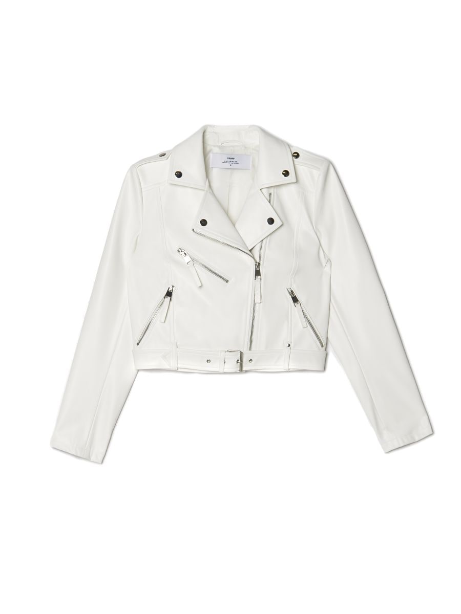 Chaqueta polipiel blanca hotsell