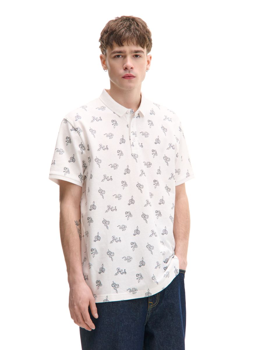 T-shirt polo z wężami all over