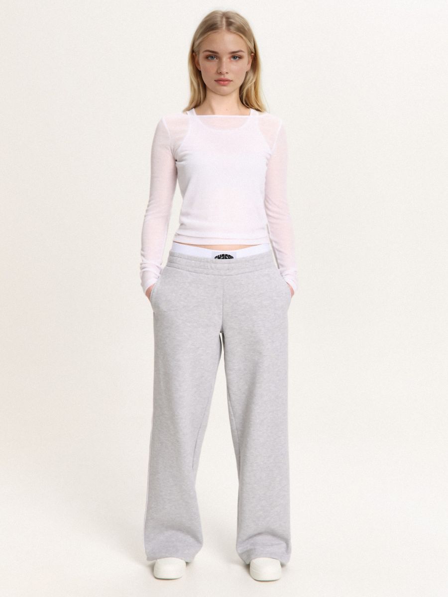 Melanżowe dresy straight z lampasami