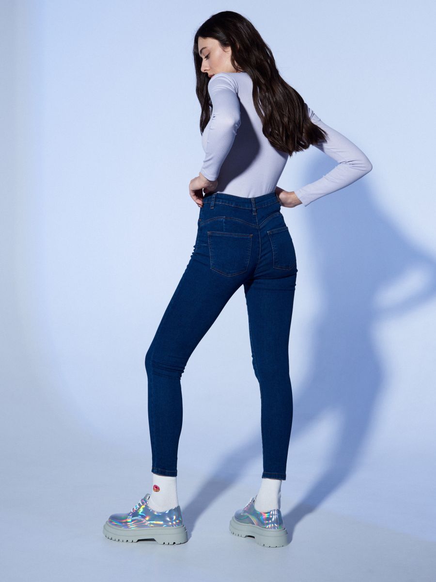 Cotton Lycra Denim Slim Fit Mens Dark Blue Jeans  Cinxon Store