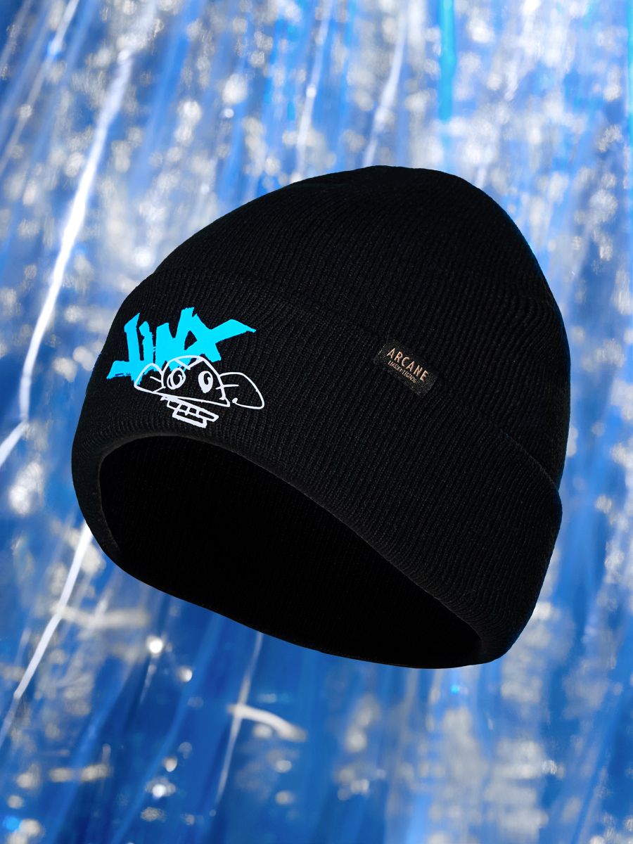 Czarna czapka beanie z naszywką Jinx Arcane