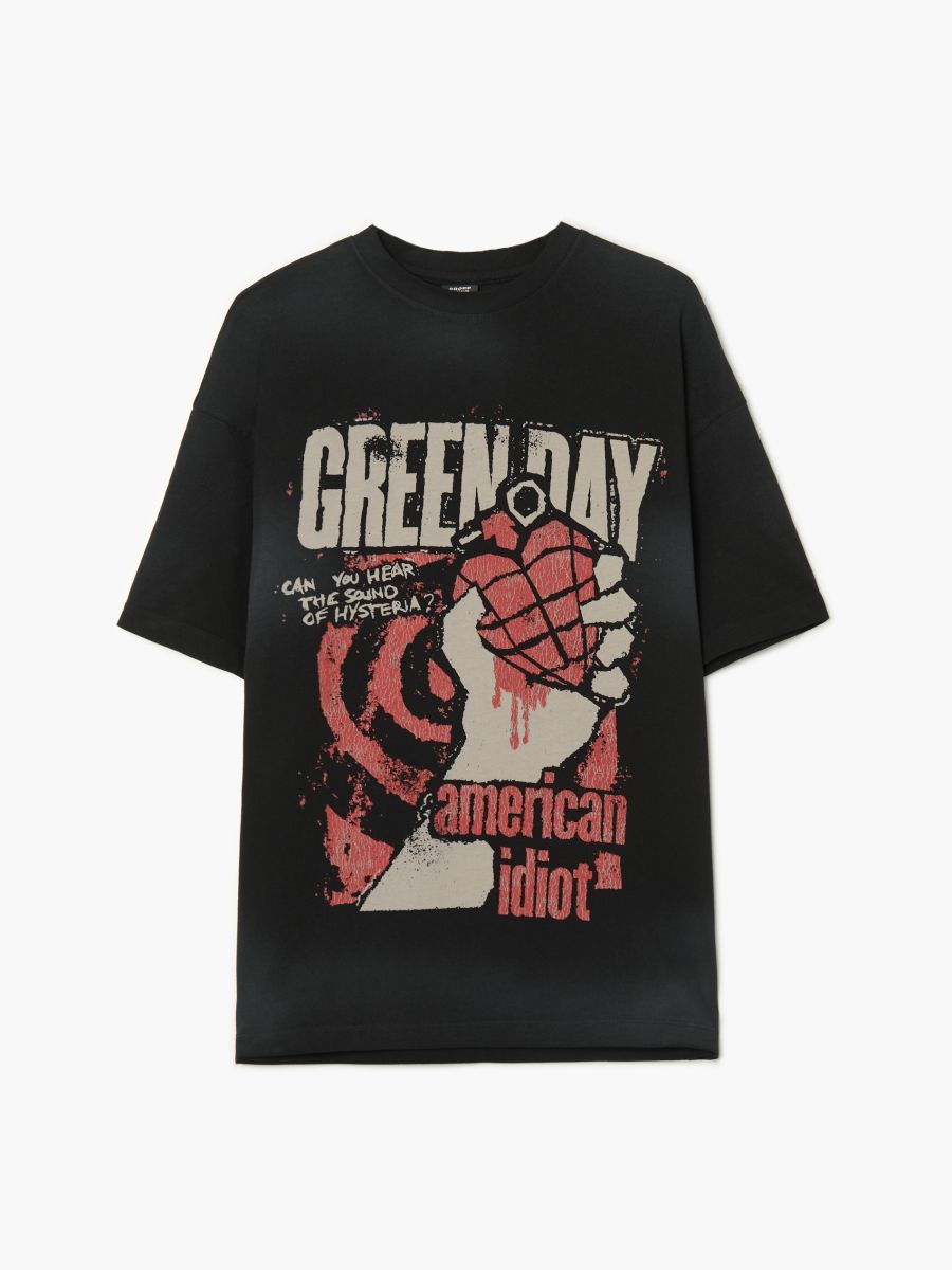 Camiseta negra con estampado Green Day
