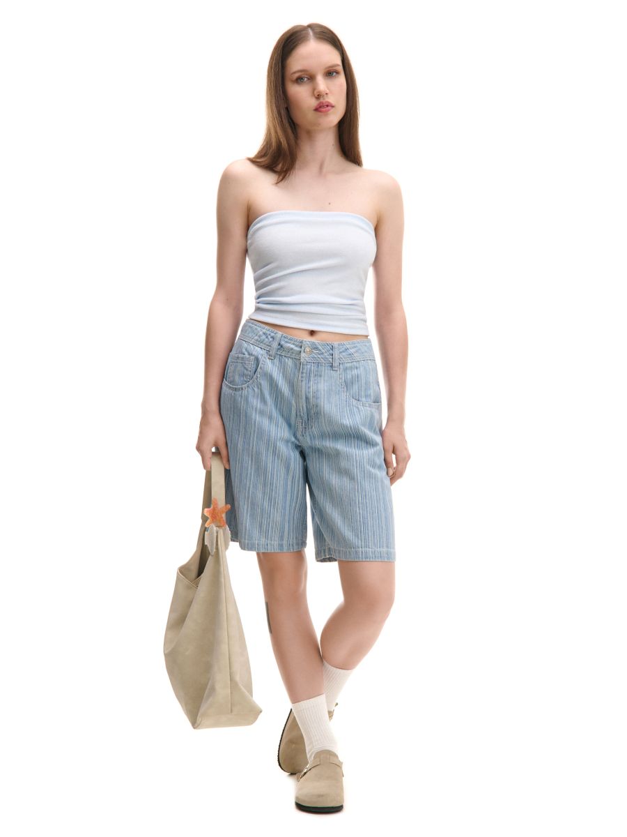 Jeansowe szorty baggy w paski