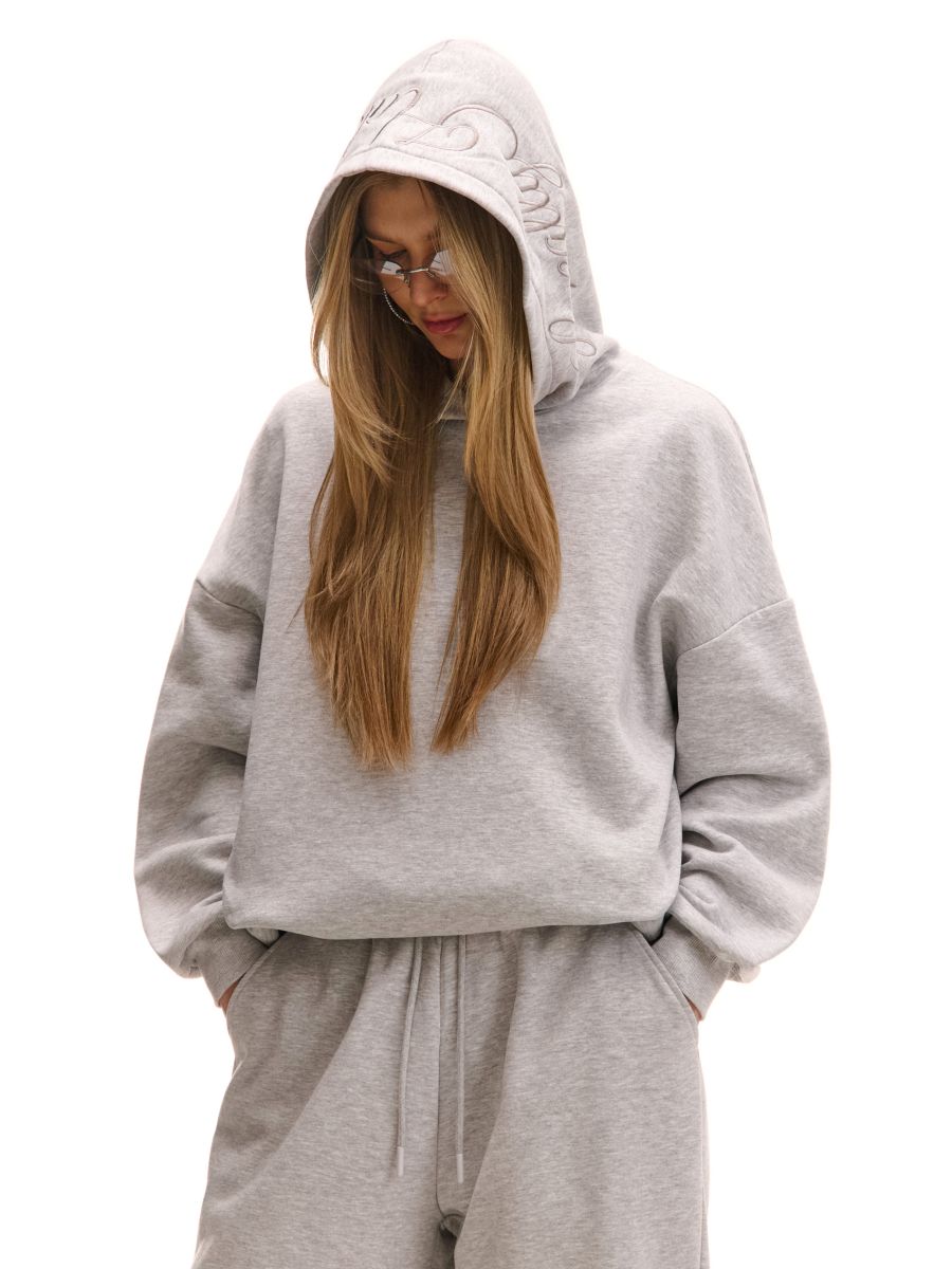 Bluza oversize z haftem na kapturze
