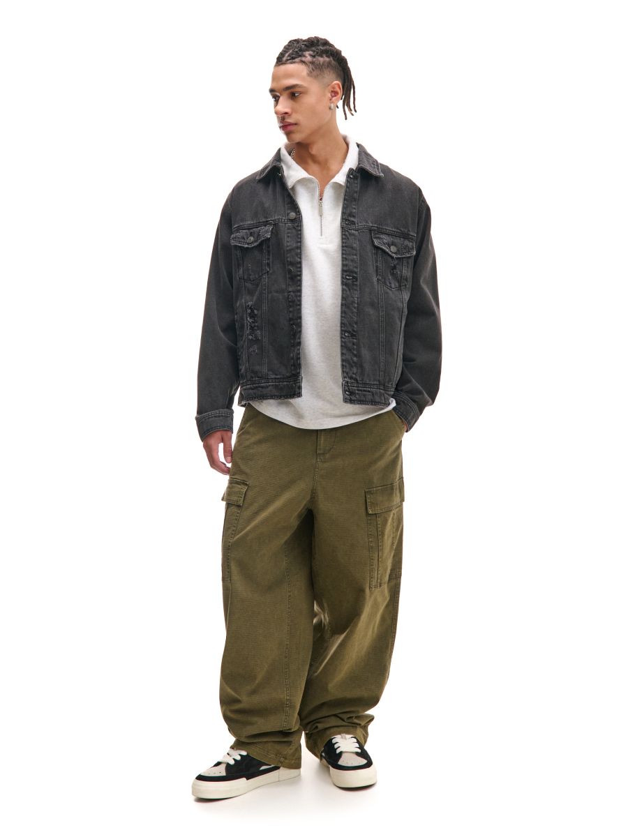 Spodnie baggy cargo z efektem sprania