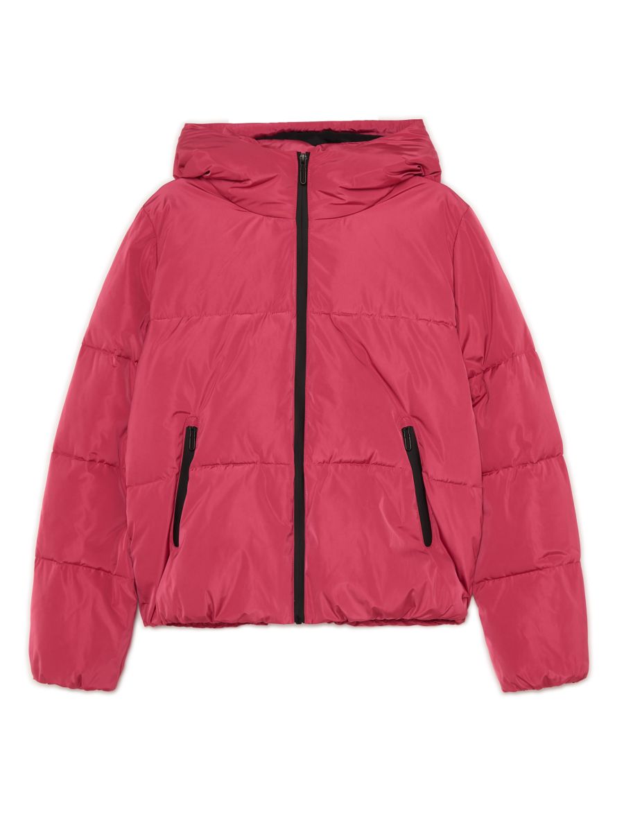 Pikowana różowa kurtka puffer z kapturem