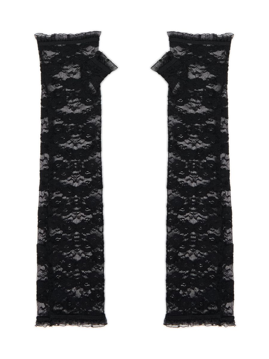 Czarne koronkowe rękawiczki mitenki